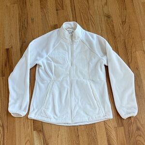ALL IN MOTION Off-White Full-Zip Mixed Material Fleece Jacket, Size Large